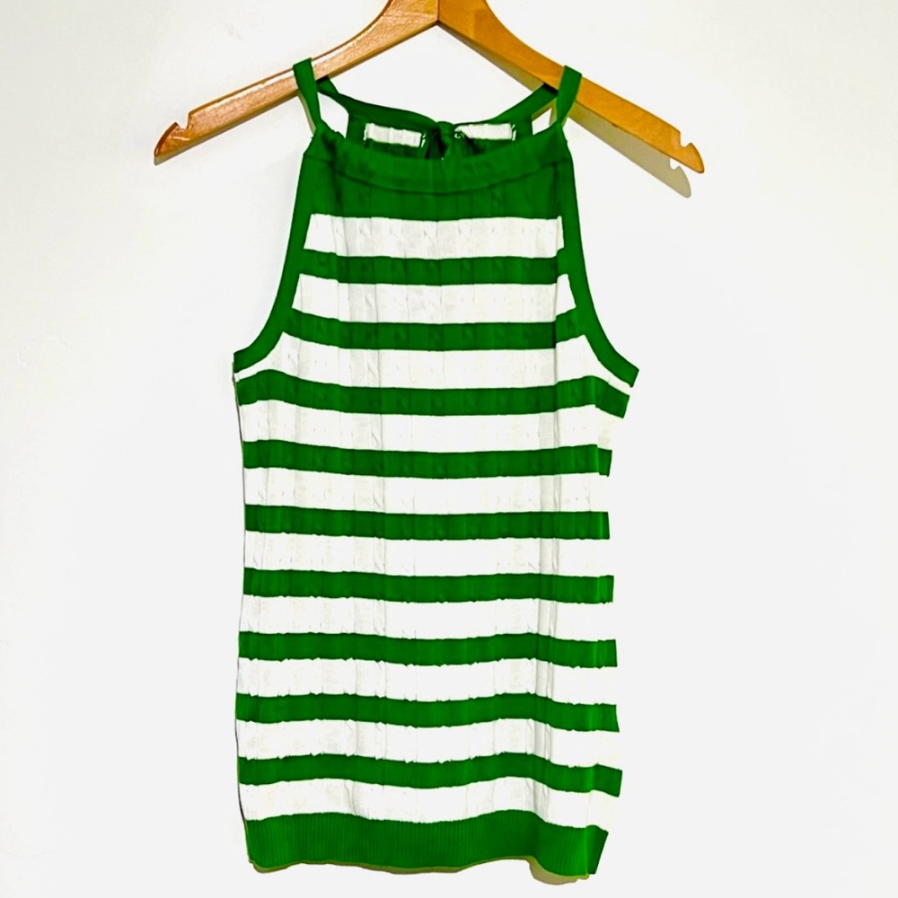 Old Navy Green & White Cable Knot Tank Top